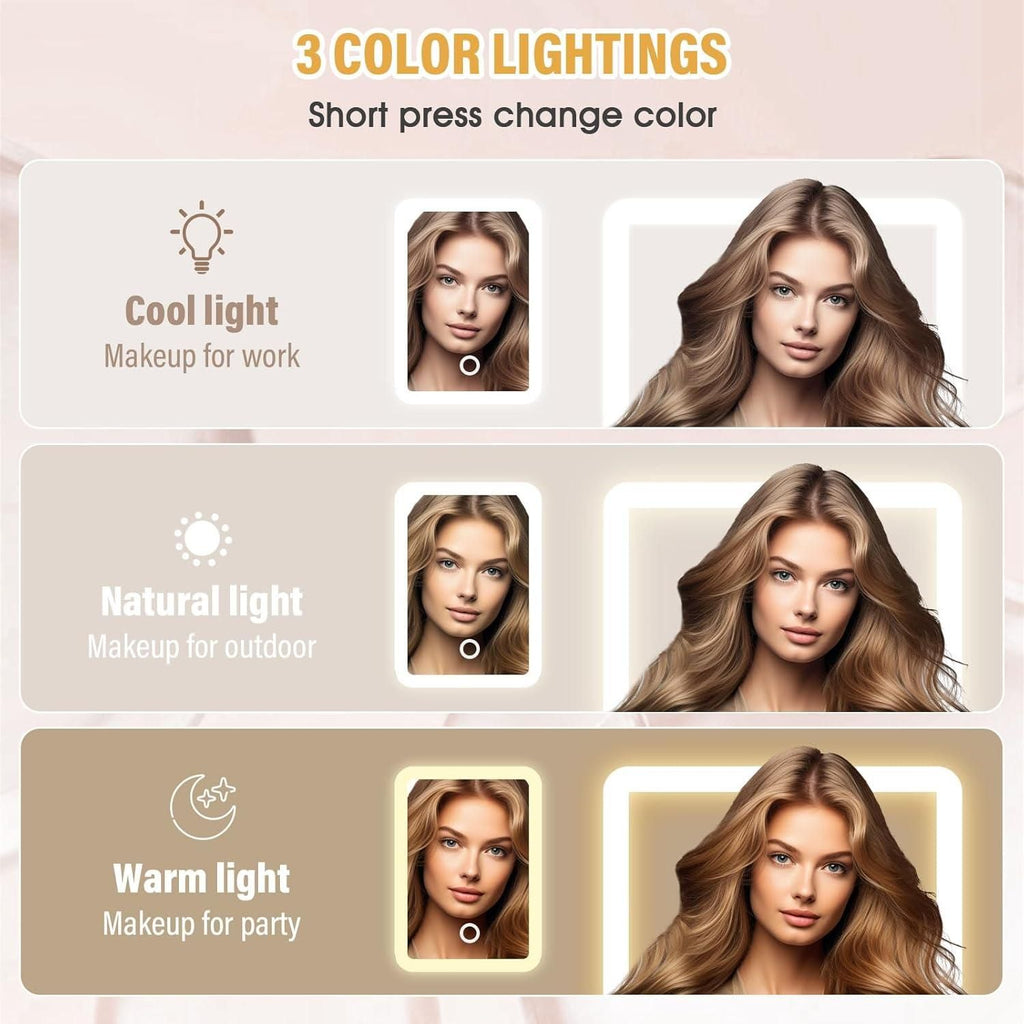 Luxury Portable Leather Jewellery Box with Integrated LED Mirror