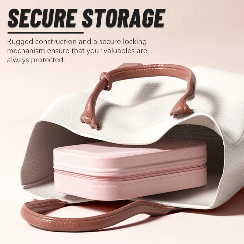 Luxury Portable Leather Jewellery Box with Integrated LED Mirror