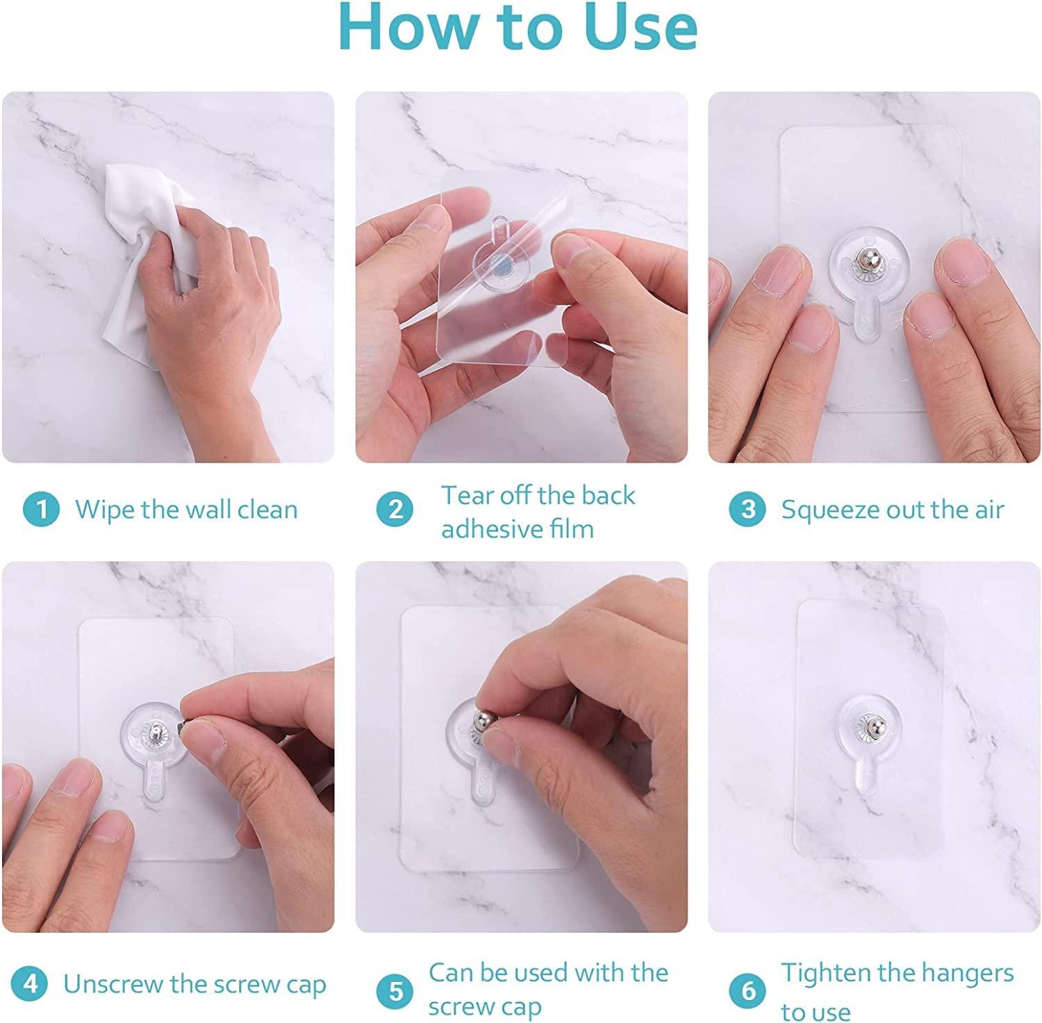 Heavy Duty Adhesive Wall Screw Hooks (Pack of 12)