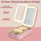 Luxury Portable Leather Jewellery Box with Integrated LED Mirror